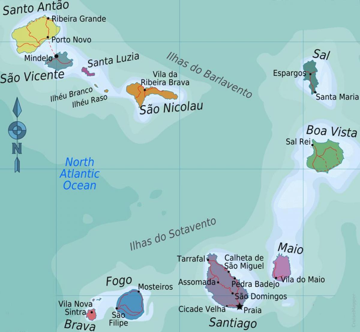 kaart boa vista Cabo Verde