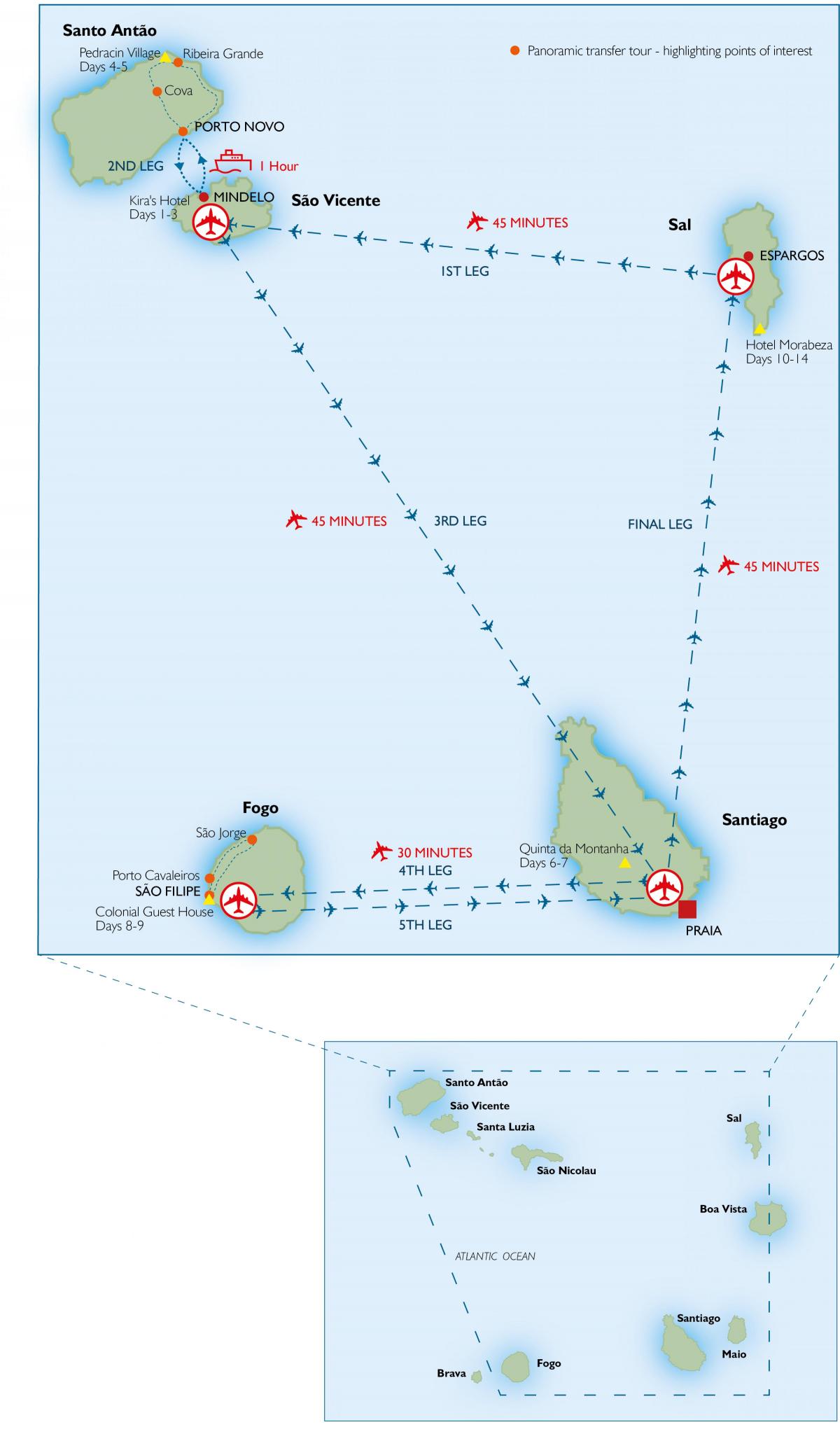 kaart Cabo Verde lennujaamad